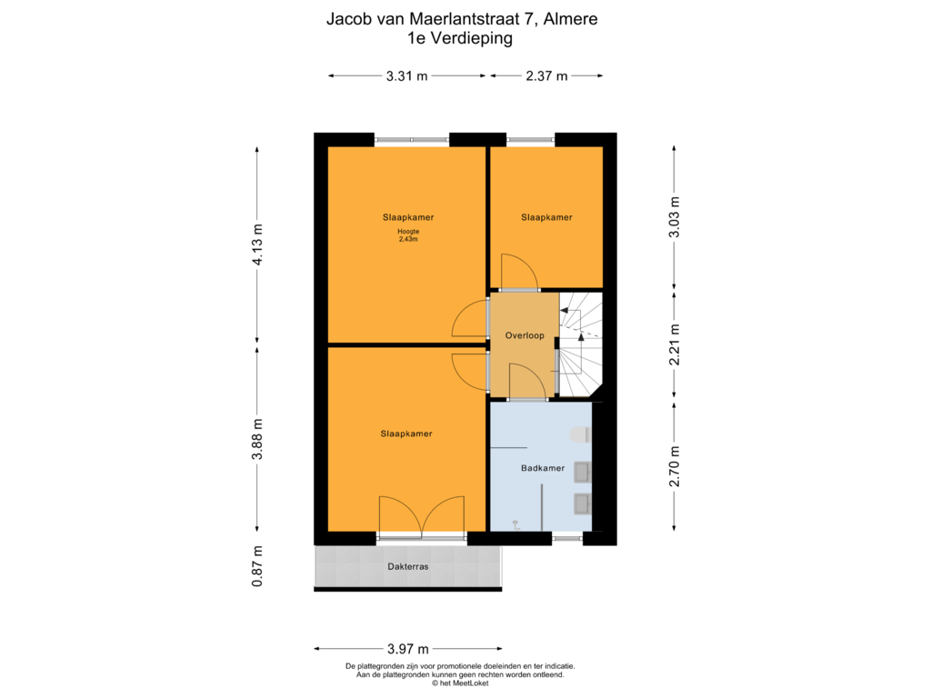 Bekijk plattegrond van 1e Verdieping van Jacob van Maerlantstraat 7