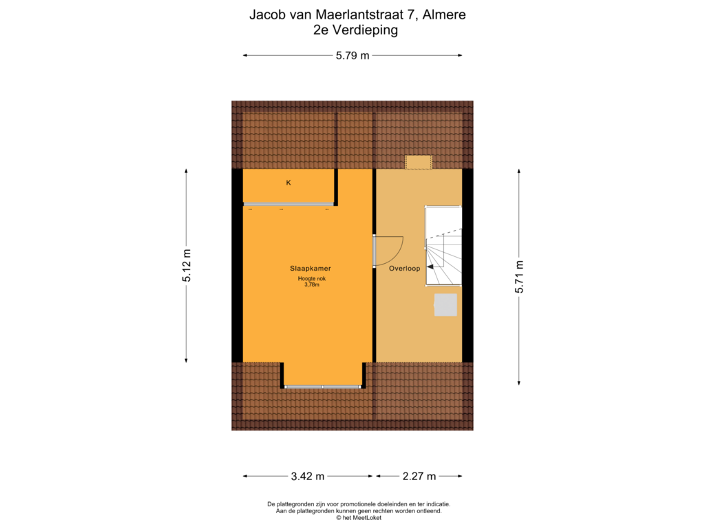 Bekijk plattegrond van 2e Verdieping van Jacob van Maerlantstraat 7