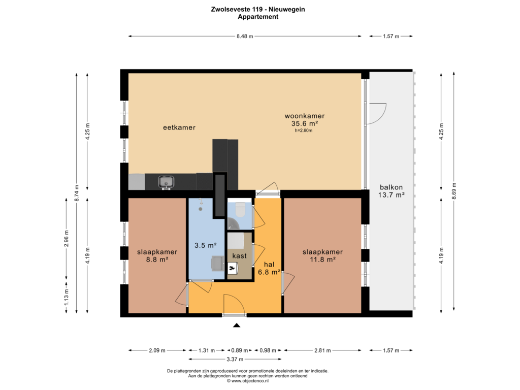 View floorplan of Appartement of Zwolseveste 119