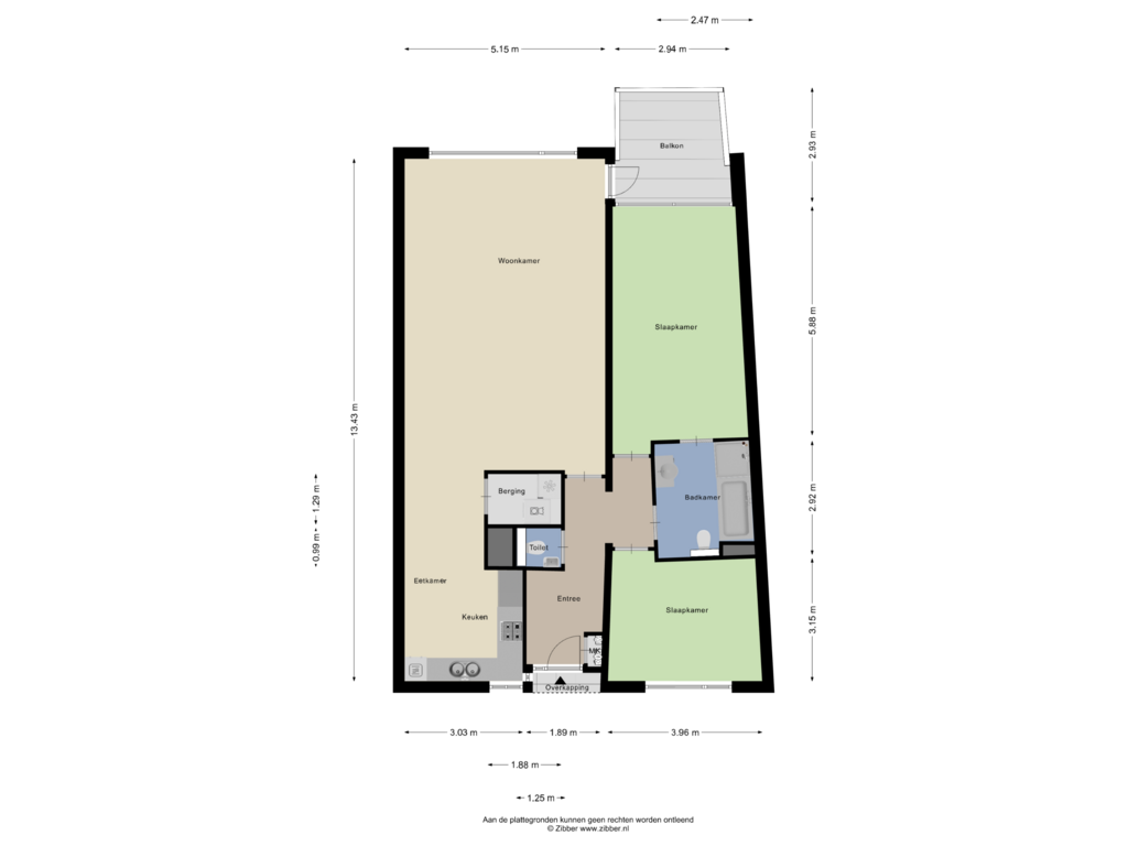 Bekijk plattegrond van Appartement van Vlas en Graan 73