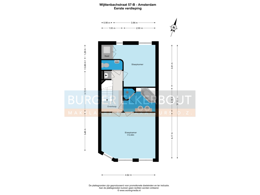 View floorplan of Eerste verdieping of Wijttenbachstraat 57-B