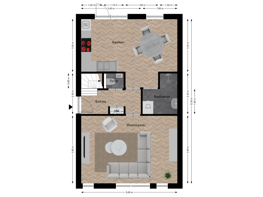 Bekijk plattegrond van Begane Grond van Haarstraat 165