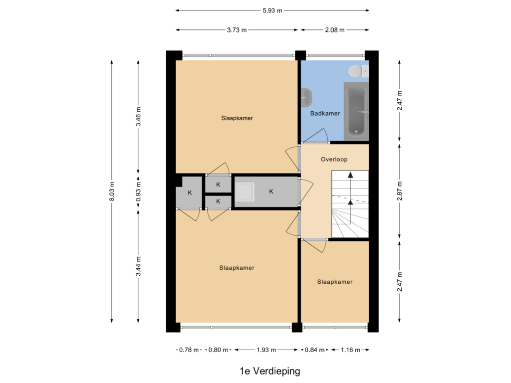 Bekijk plattegrond van 1e Verdieping van Troelstrastraat 51