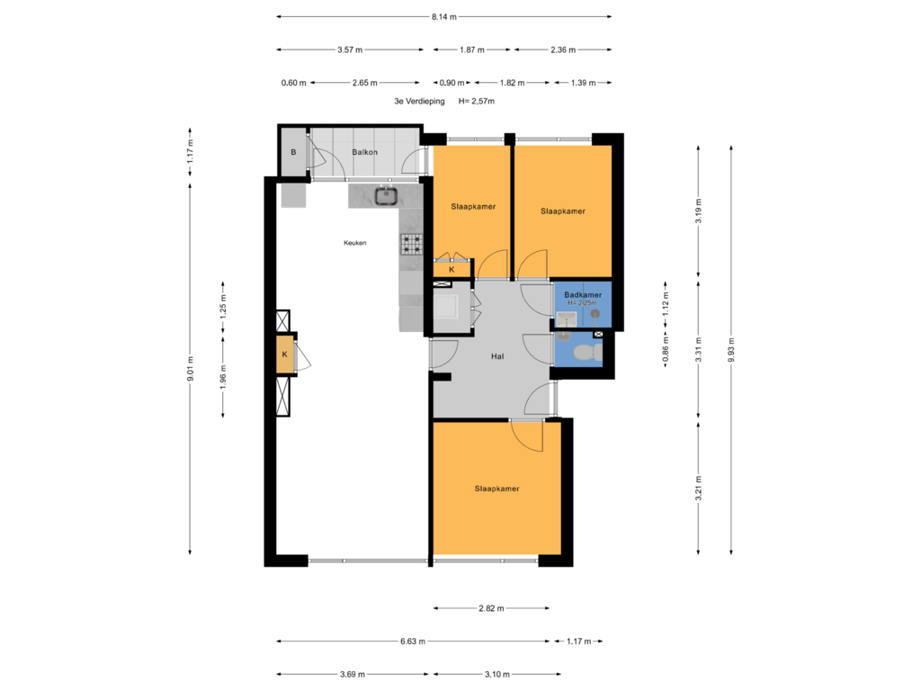 Bekijk plattegrond van 3e Verdieping van Bruijnings Ingenhoeslaan 198