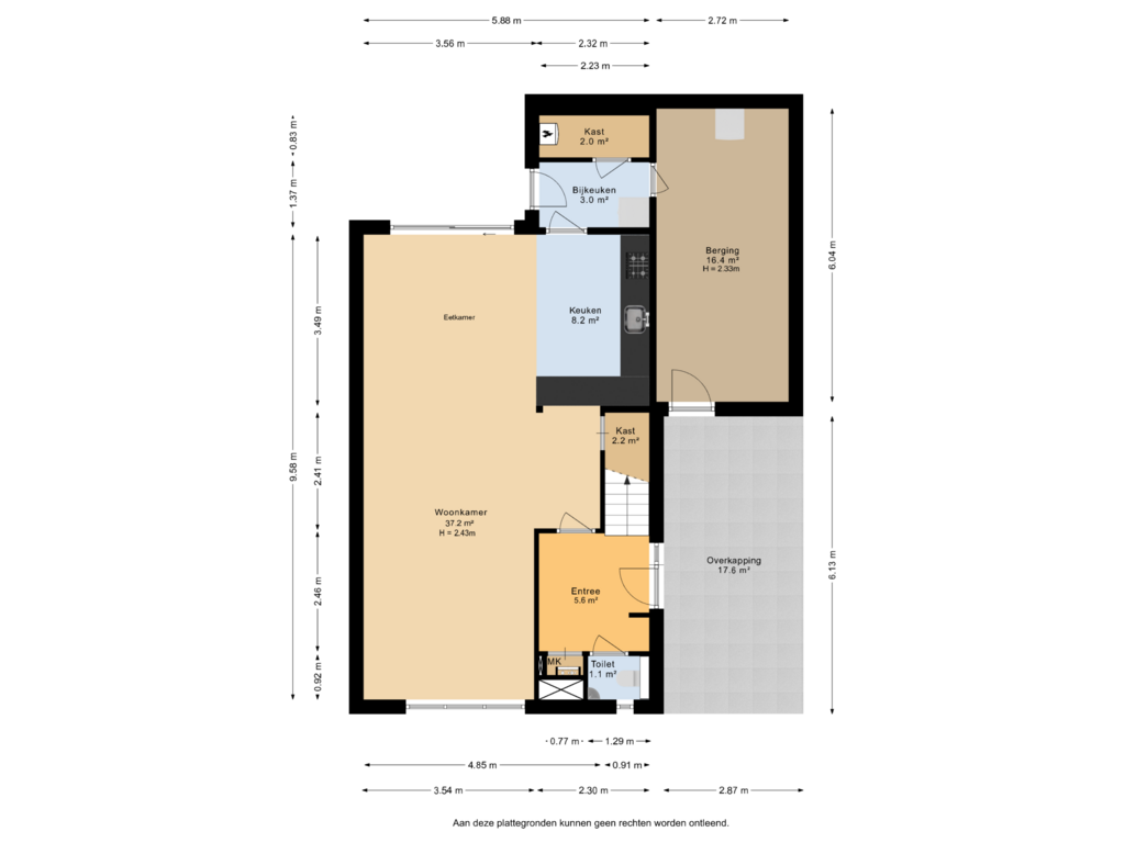 Bekijk plattegrond van Begane grond van Vicariswei 28