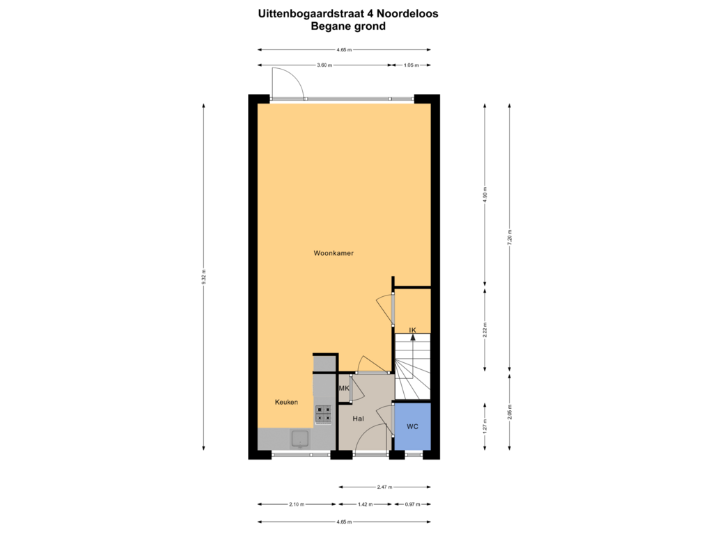 View floorplan of Begane grond of A. Uittenbogaardstraat 4