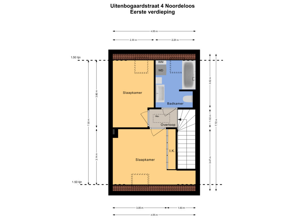 View floorplan of Eerste verdieping of A. Uittenbogaardstraat 4