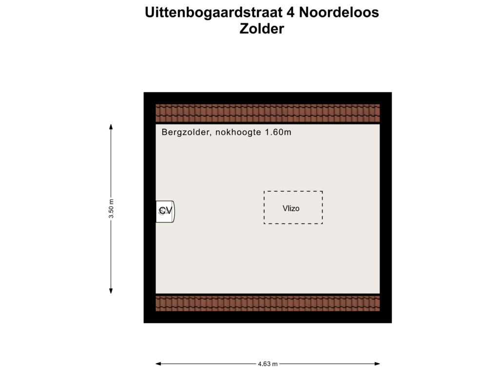 View floorplan of Zolder of A. Uittenbogaardstraat 4