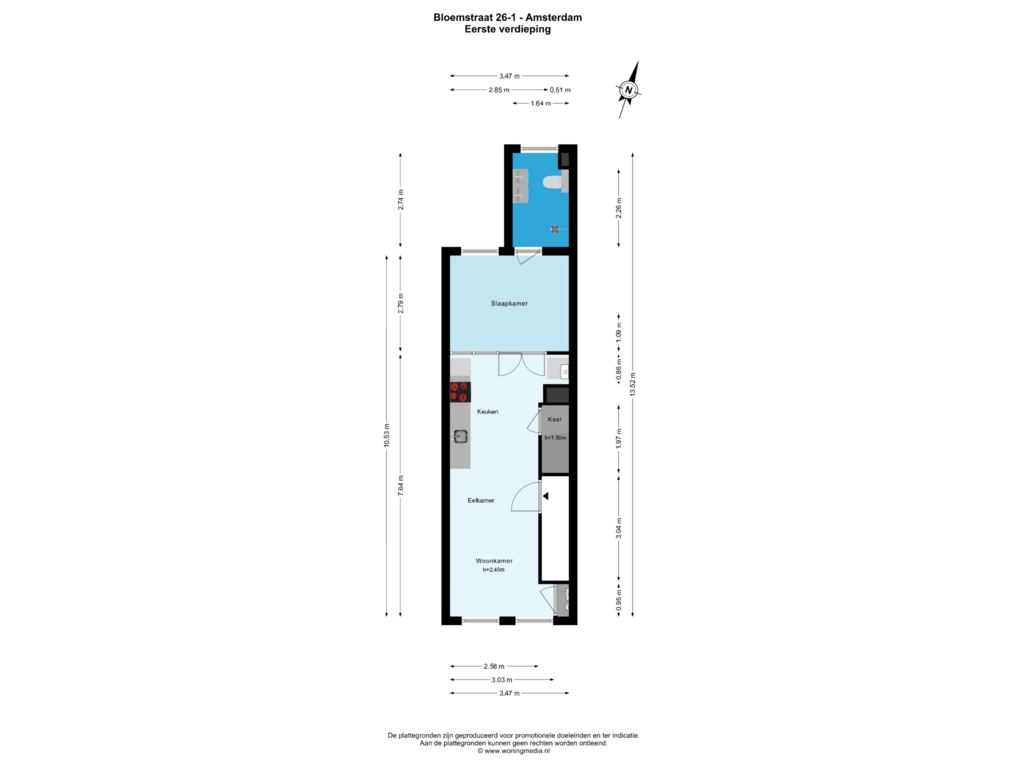 Bekijk plattegrond van Eerste verdieping van Bloemstraat 26-1