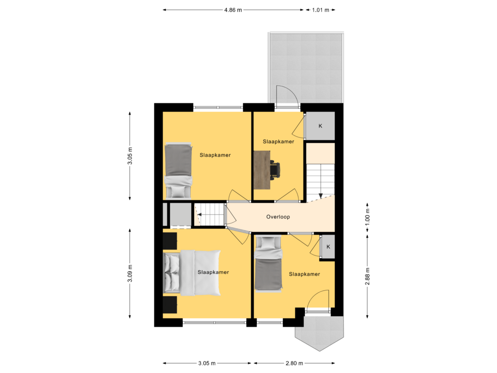 View floorplan of 1e Verdieping of Sloetsweg 5