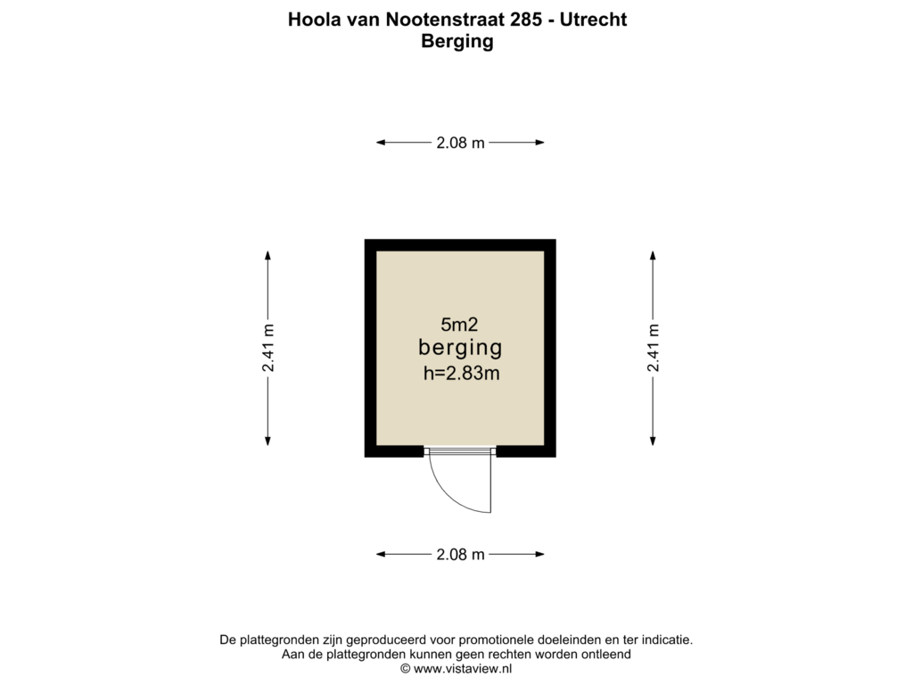 View floorplan of Berging of Hoola van Nootenstraat 285