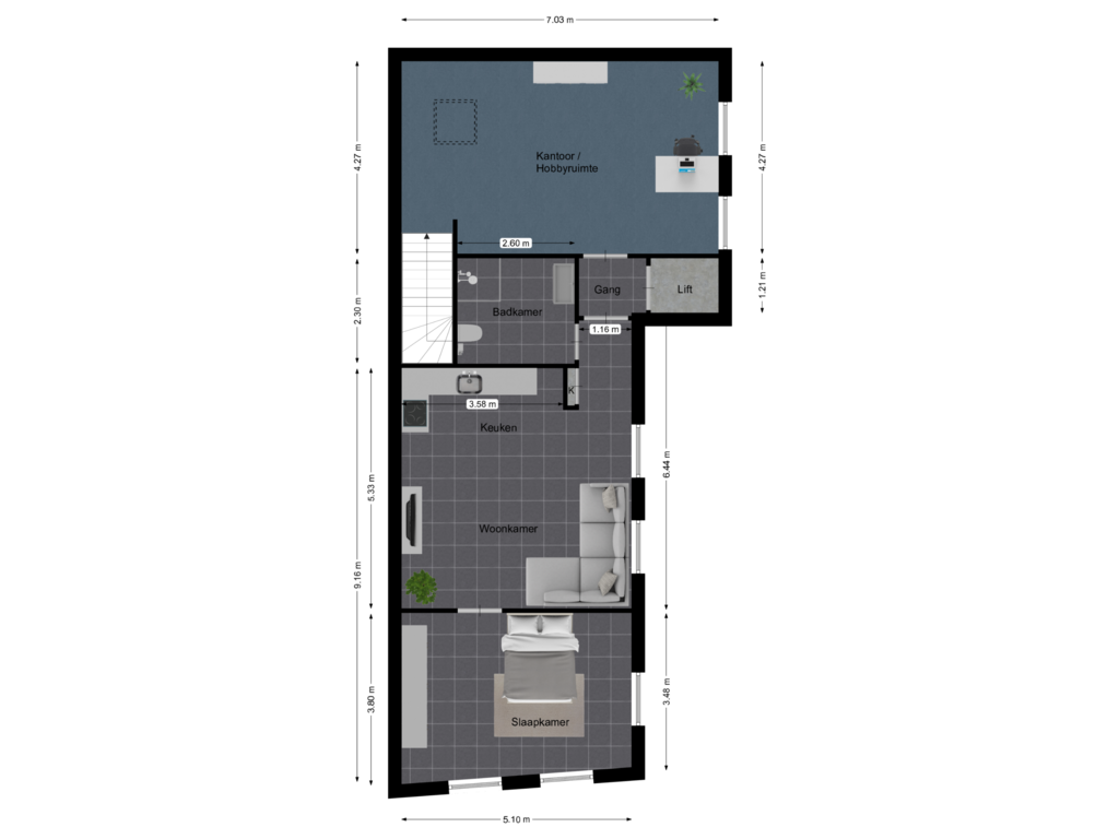 Bekijk plattegrond van Eerste verdieping van Kelderstraat 42