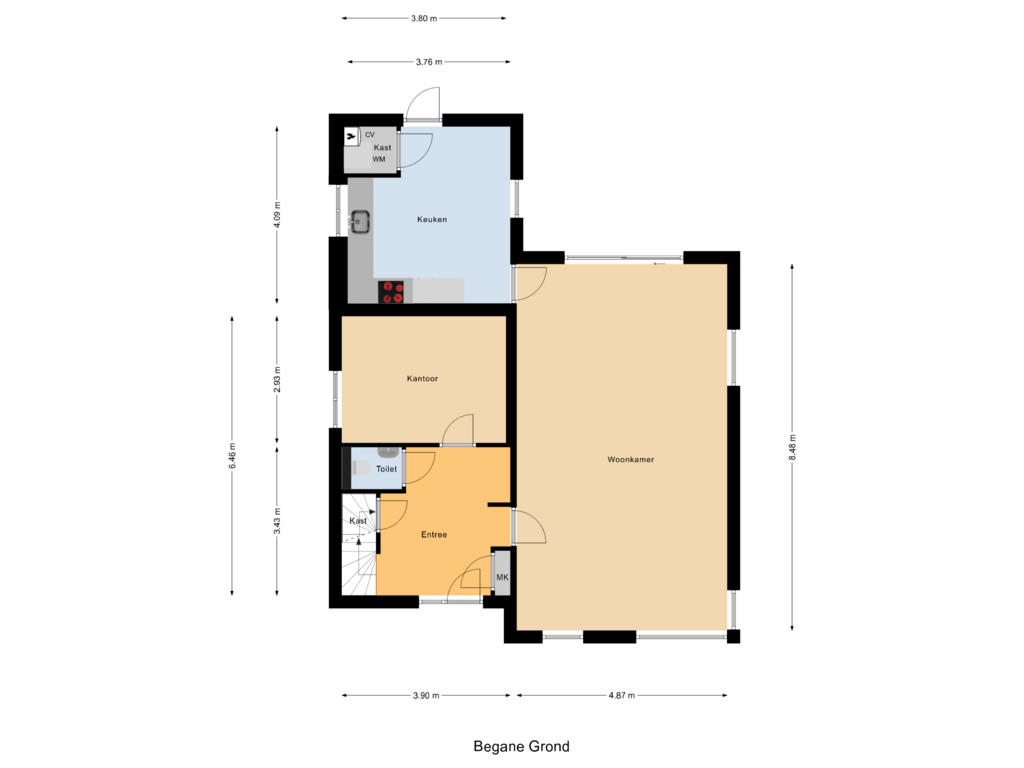 View floorplan of Begane Grond of Burgemeester van Oordtstraat 15