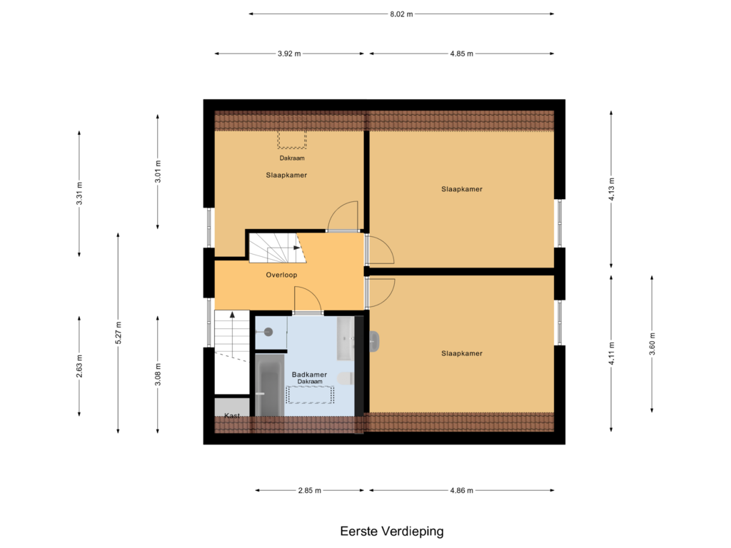 View floorplan of Eerste Verdieping of Burgemeester van Oordtstraat 15