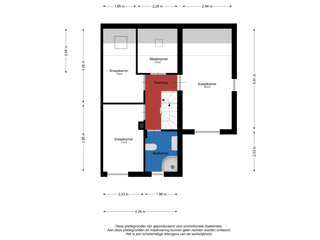 Bekijk plattegrond van Eerste Verdieping van Dr. A. Vondelingstraat 12