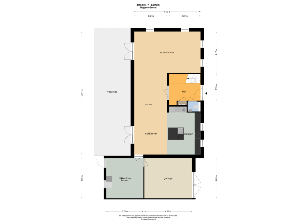 Bekijk plattegrond van BEGANE GROND van Bandijk 77