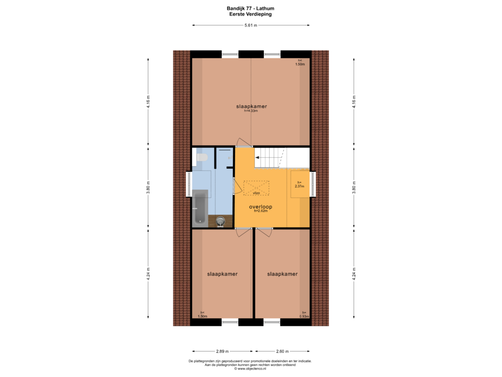 Bekijk plattegrond van EERSTE VERDIEPING van Bandijk 77