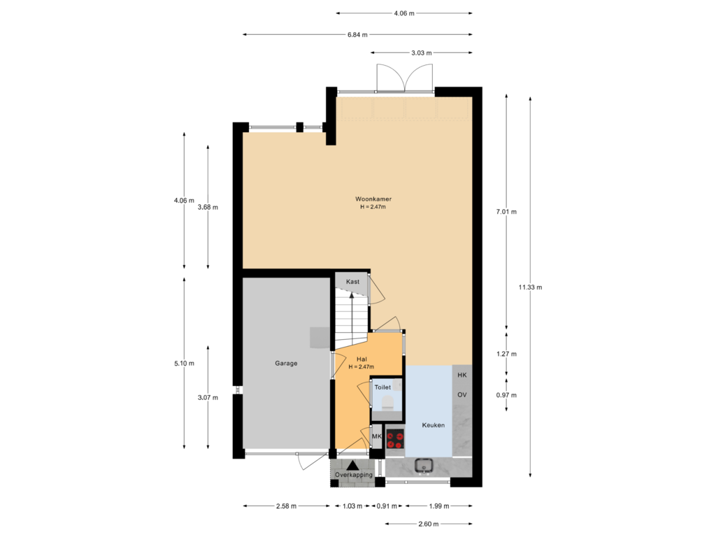 Bekijk plattegrond van Begane grond van Buitenweg 323