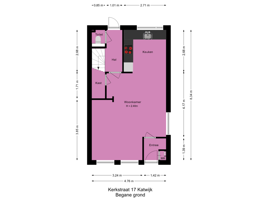 Bekijk plattegrond van Begane grond van Kerkstraat 17