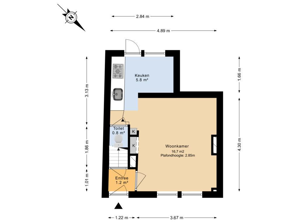 View floorplan of Begane grond of Dwarsstraat 21