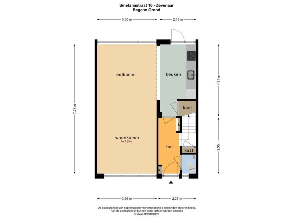 Bekijk plattegrond van Begane Grond van Smetanastraat 10