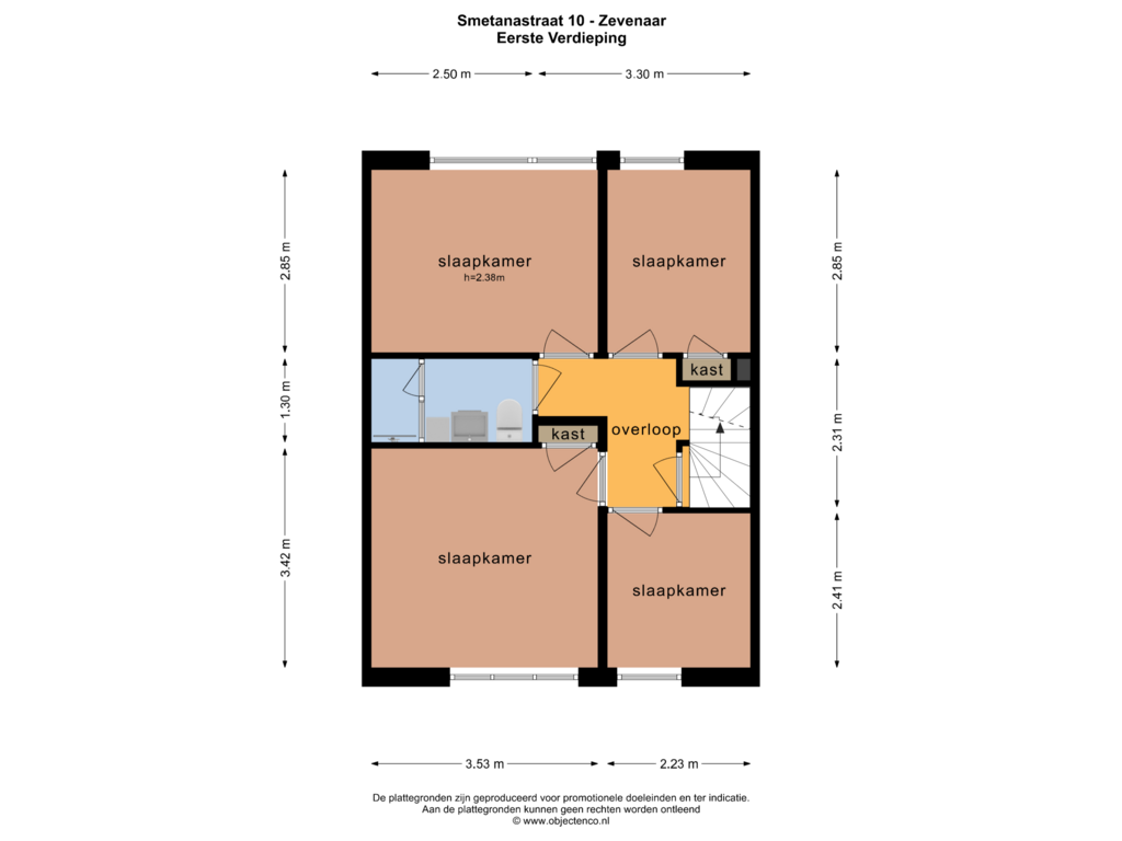 Bekijk plattegrond van Eerste Verdieping van Smetanastraat 10