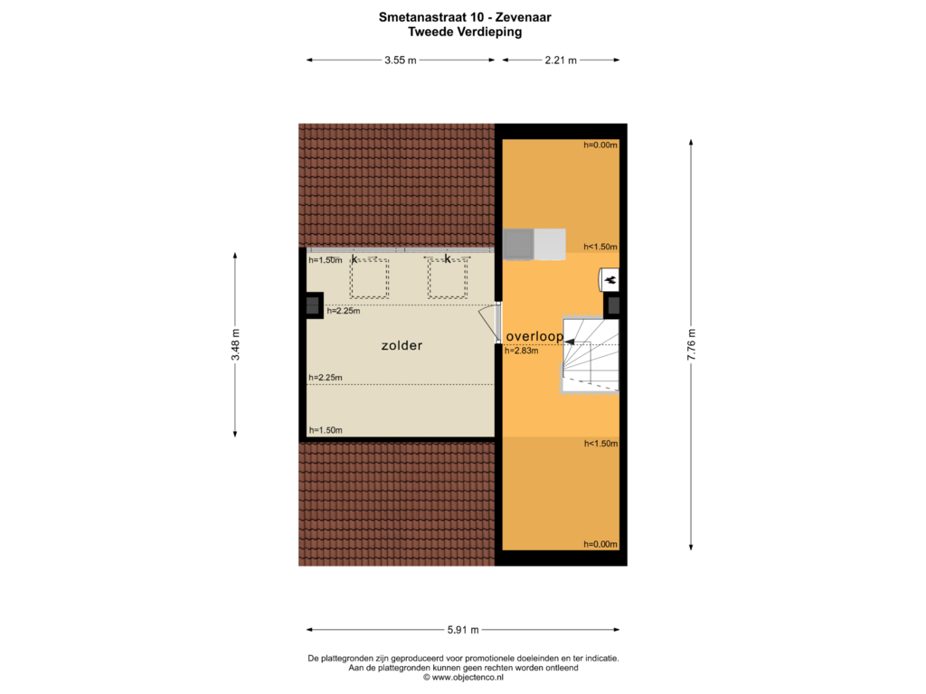 Bekijk plattegrond van Tweede Verdieping van Smetanastraat 10