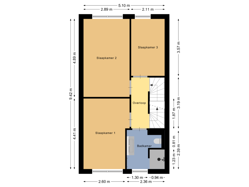 Bekijk plattegrond van Eerste verdieping van Oeverwal 22