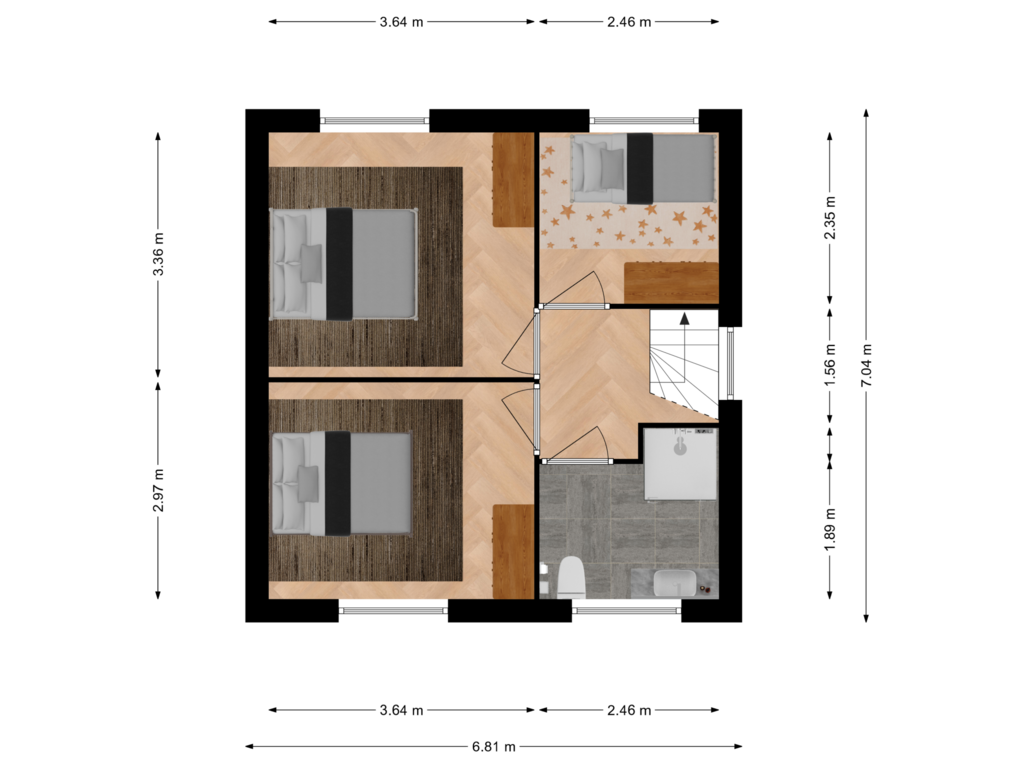 View floorplan of Floor 1 of Keyserstraat 12