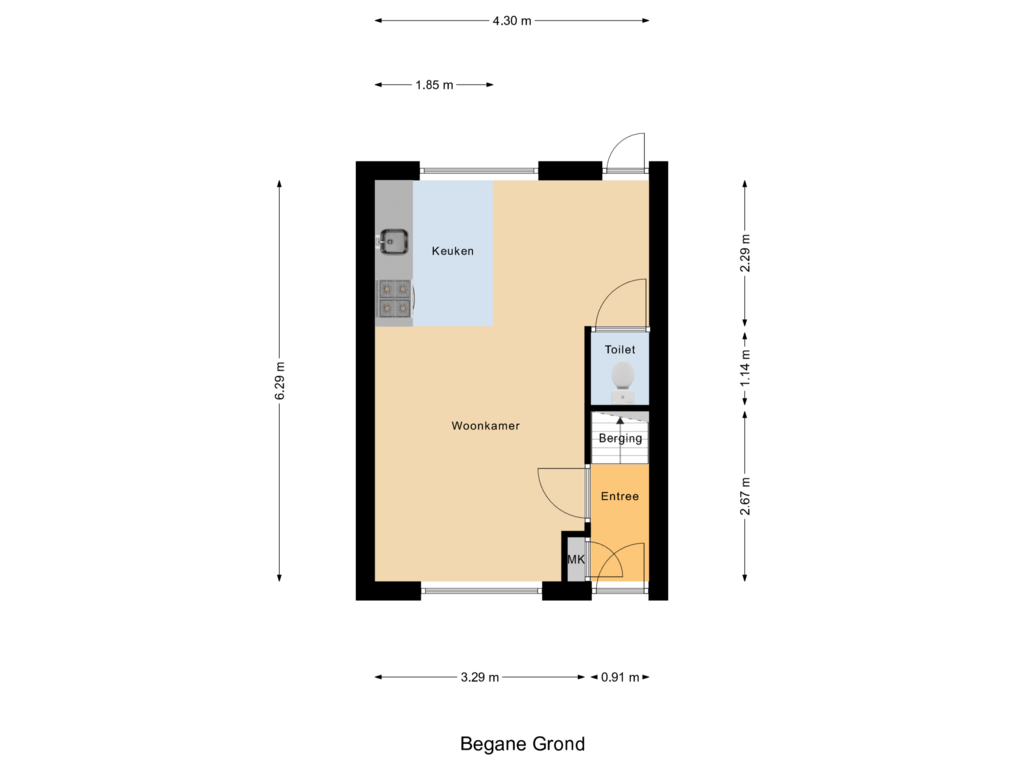 Bekijk plattegrond van Begane Grond van Tollensstraat 18