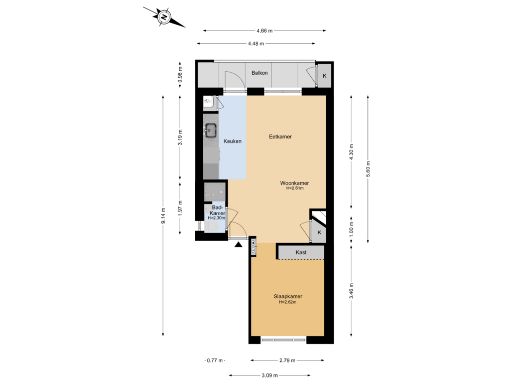 Bekijk plattegrond van 1e Verdieping van De Kempenaerstraat 42-1