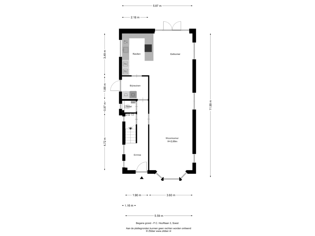 Bekijk plattegrond van Begane grond van P.C. Hooftlaan 3