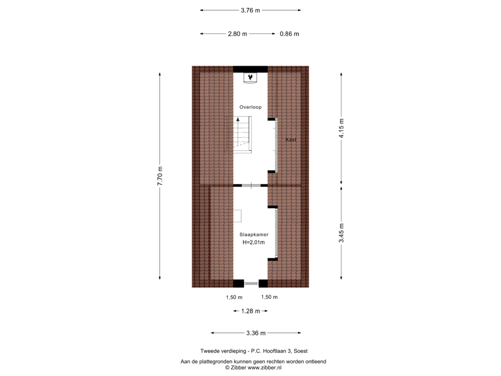 View floorplan of Tweede verdieping of P.C. Hooftlaan 3