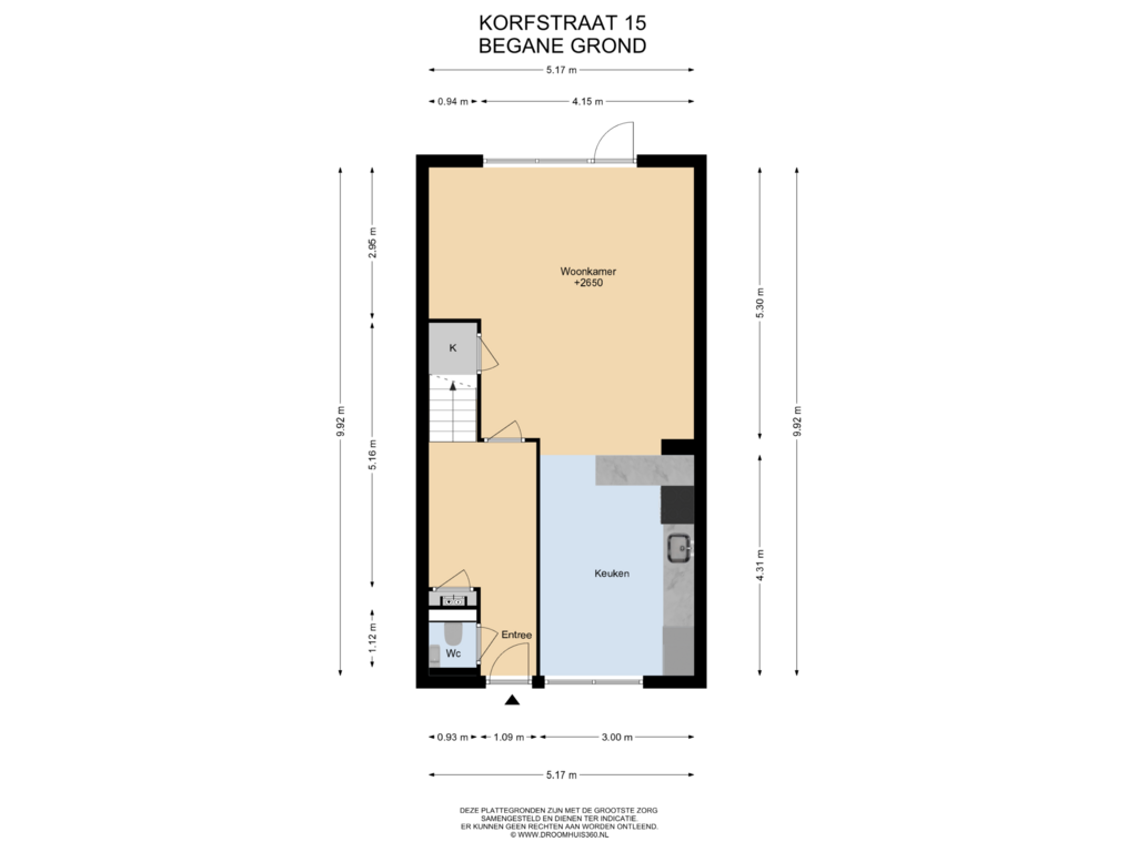 Bekijk plattegrond van Begane Grond van Korfstraat 15