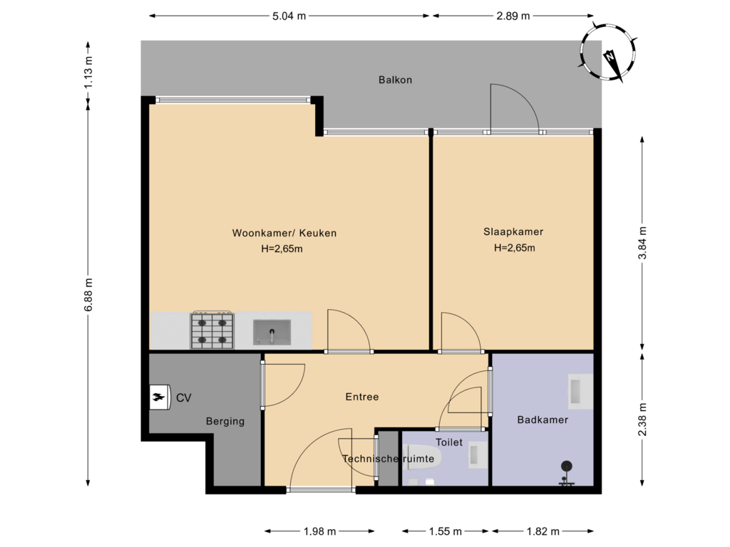 Bekijk plattegrond van Appartement van Claus Sluterweg 205