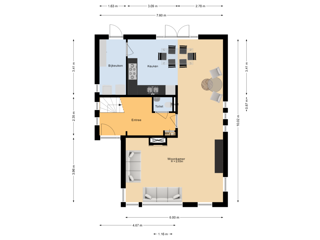 Bekijk plattegrond van Begane grond van John Lee Hookerstraat 3