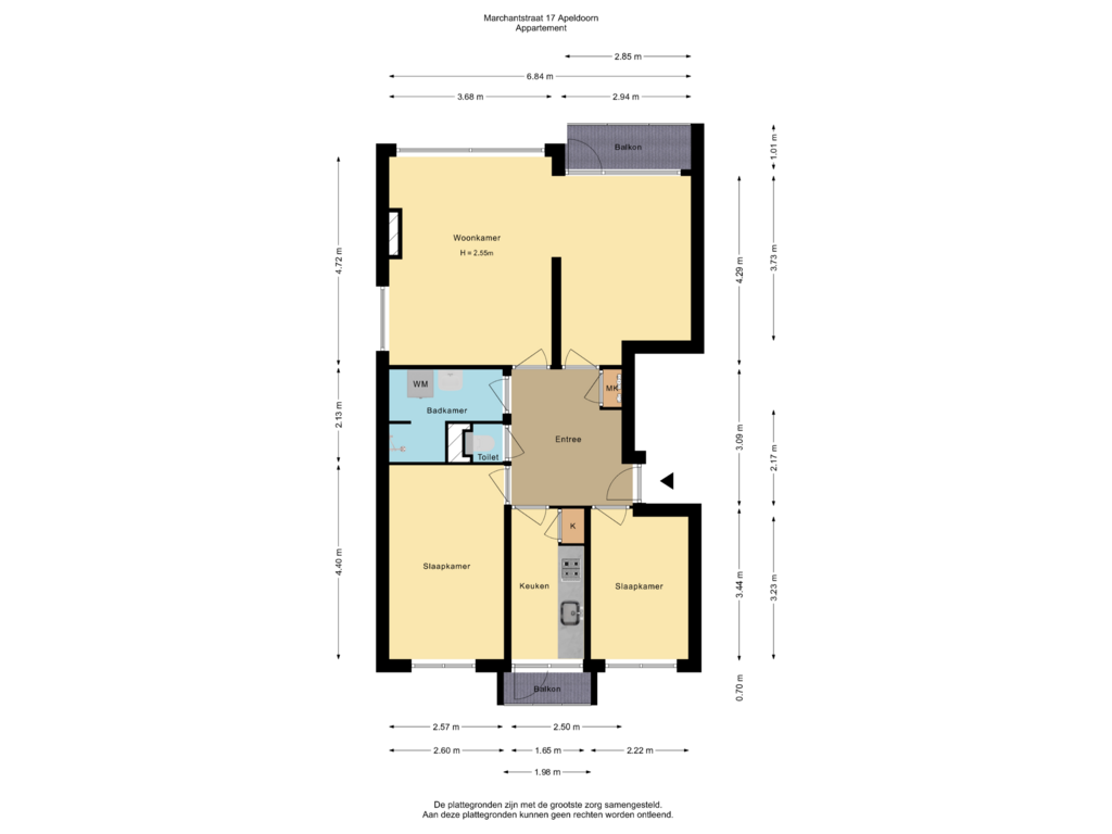 Bekijk plattegrond van Appartement van Marchantstraat 17