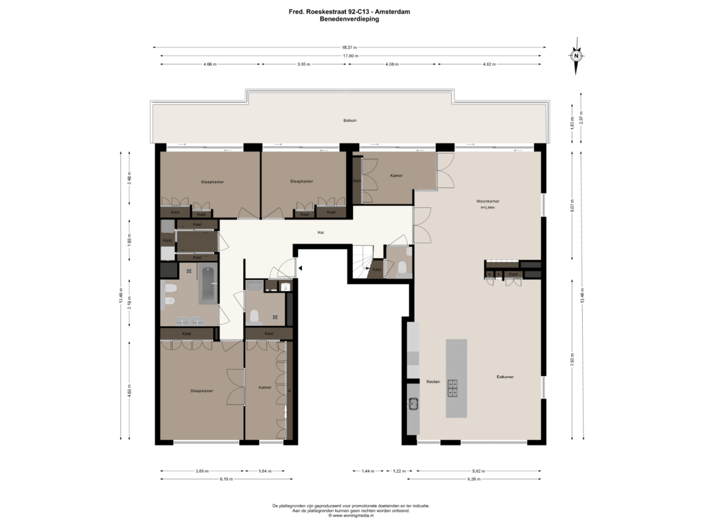 Bekijk plattegrond van Benedenverdieping van Fred. Roeskestraat 92-C13