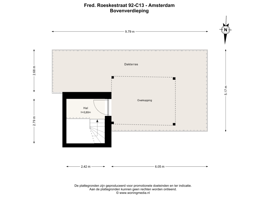 Bekijk plattegrond van Bovenverdieping van Fred. Roeskestraat 92-C13