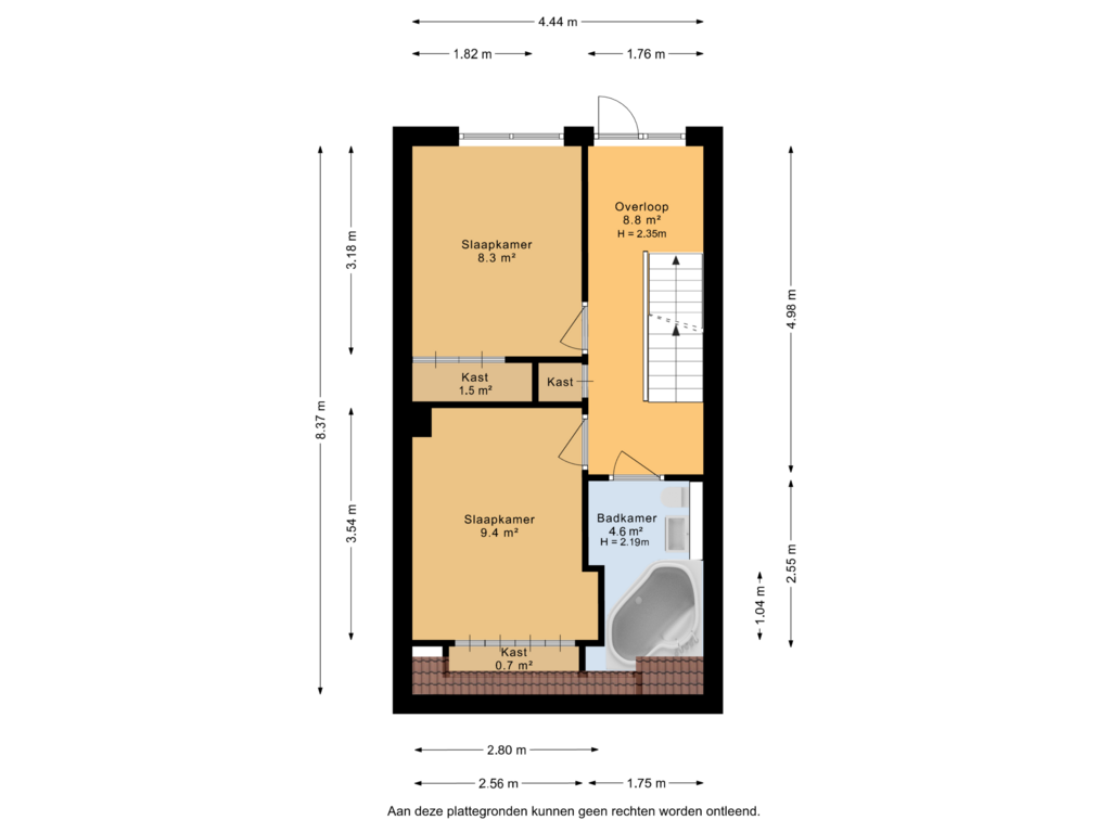 View floorplan of Eerste verdieping of Vermeerstraat 30