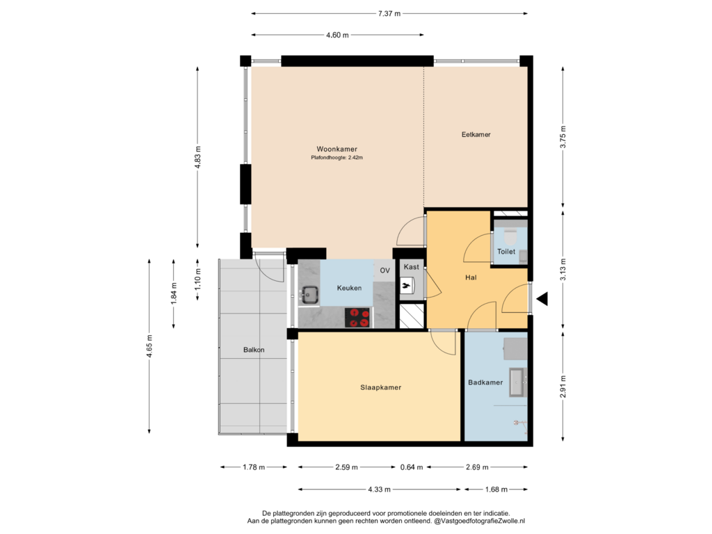 View floorplan of Appartement of Graspieperstraat 115