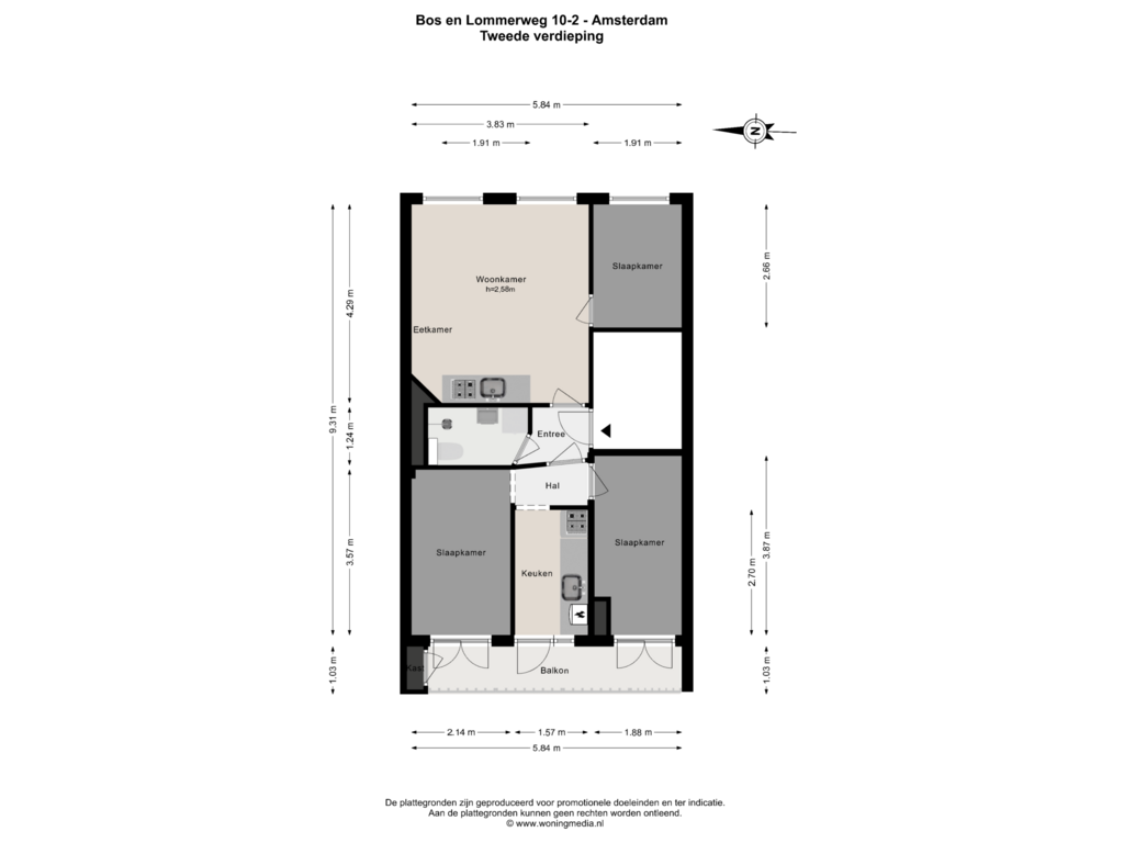 View floorplan of 2e verd of Bos en Lommerweg 10-2