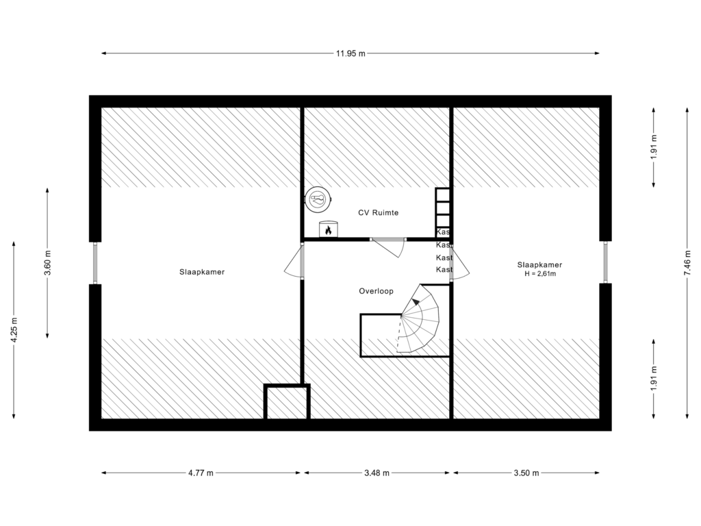 View floorplan of 2e Verdieping of Barthold van Heesselstraat 14