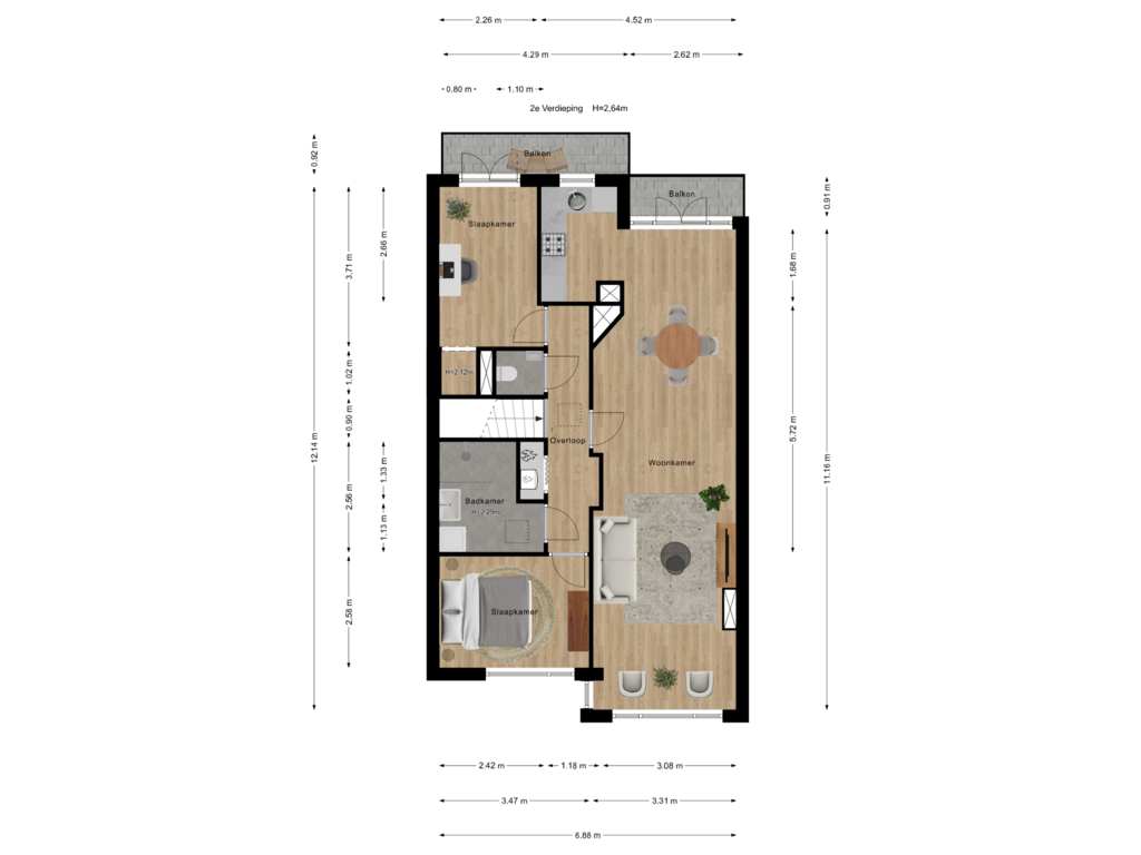 Bekijk plattegrond van 2e Verdieping van Maarsbergenstraat 308