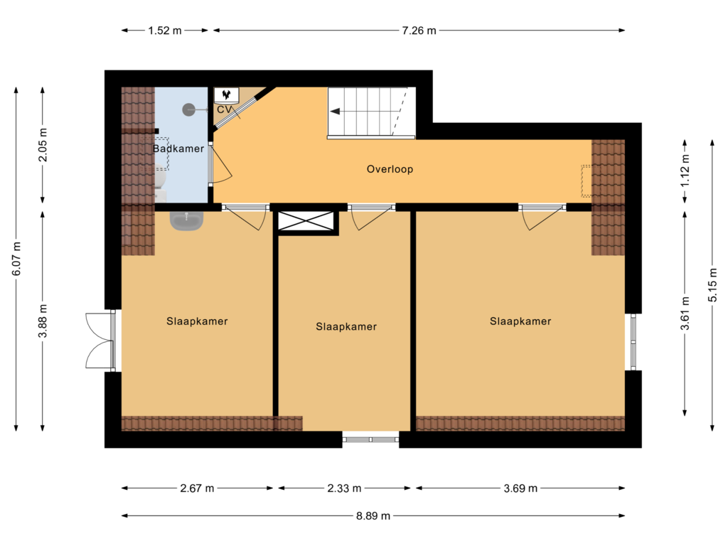 View floorplan of Eerste verdieping of Oosterlaan 1