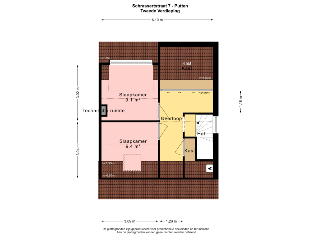 Bekijk plattegrond van TWEEDE VERDIEPING van Schrassertstraat 7