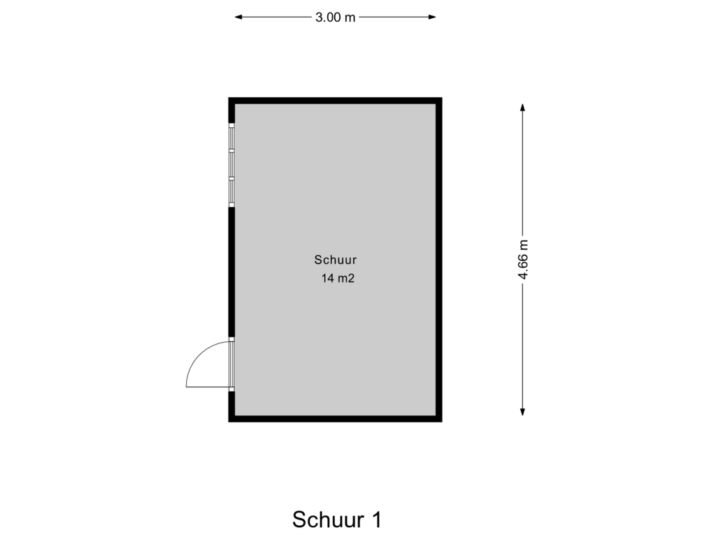 View floorplan of Schuur 1 of Hoge Rijndijk 86