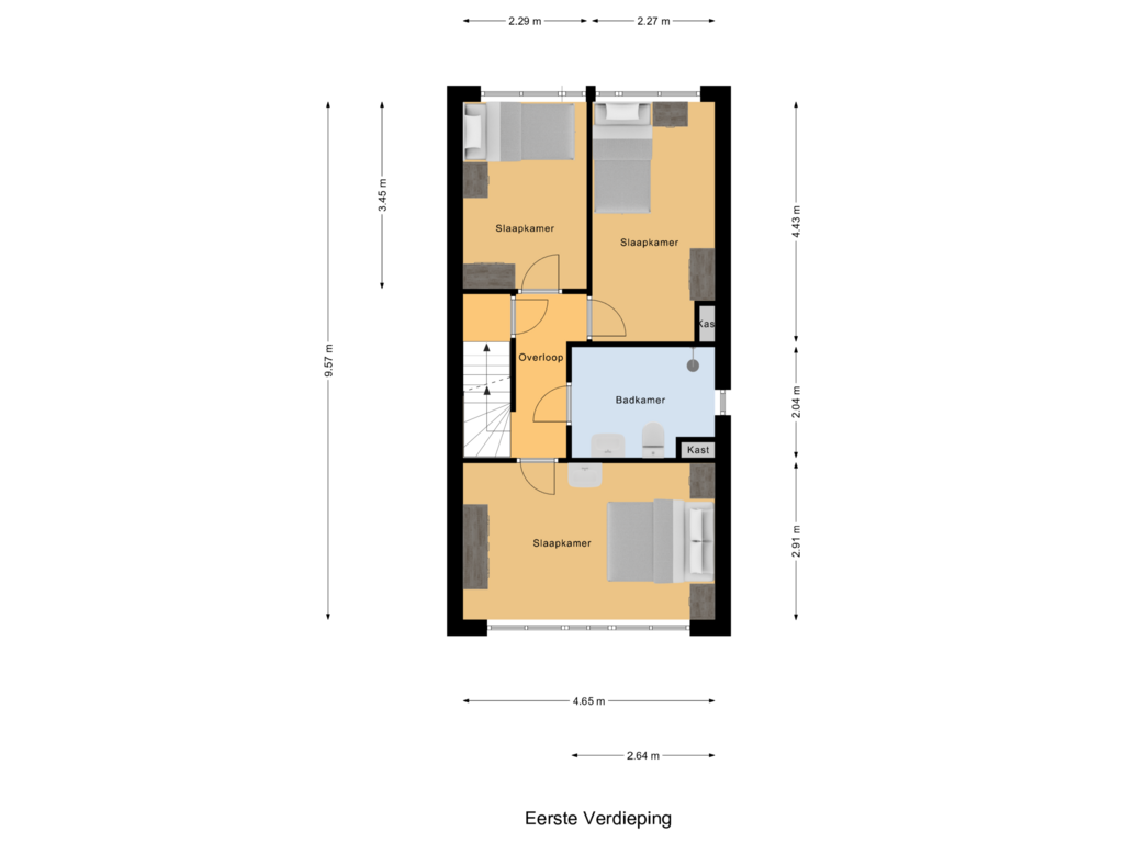 Bekijk plattegrond van Eerste Verdieping van Leliestraat 53