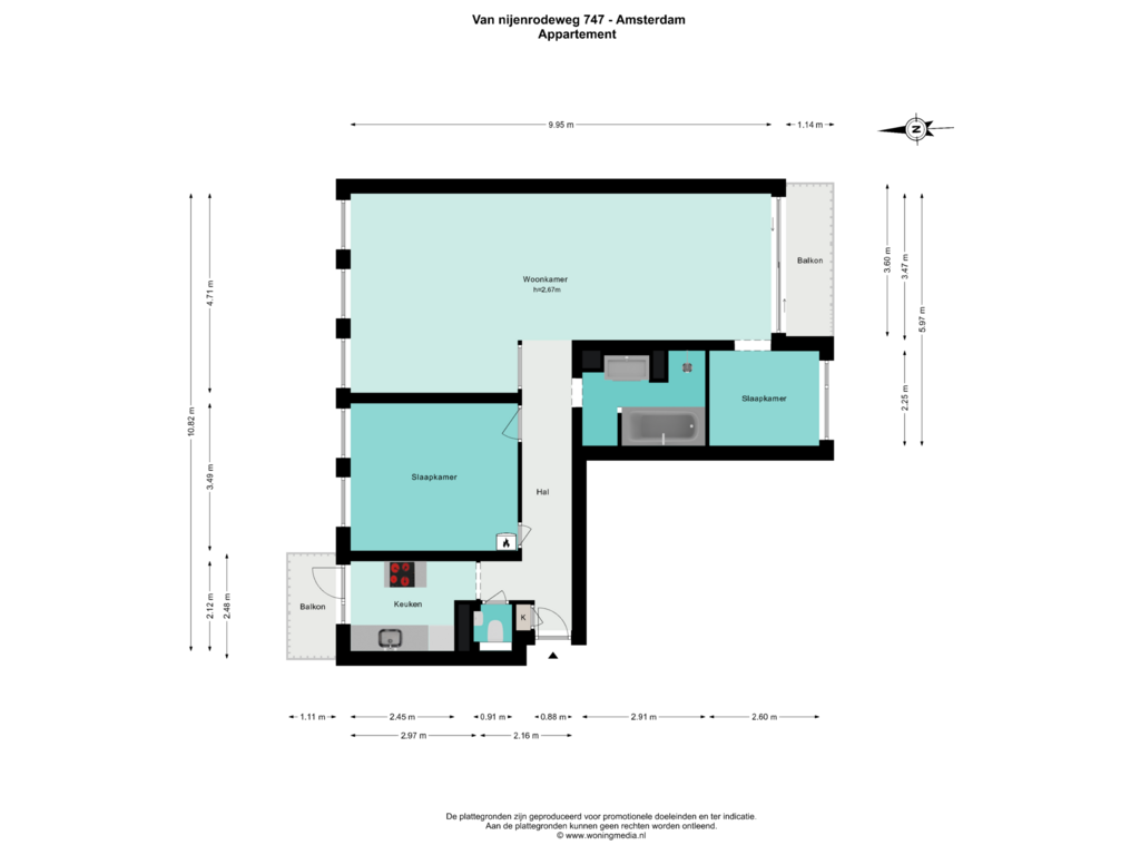 Bekijk plattegrond van Appartement van Van Nijenrodeweg 747