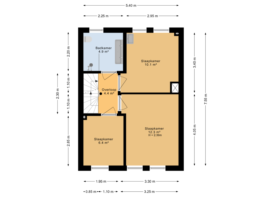 View floorplan of 1e verdieping of Jasmijn 9